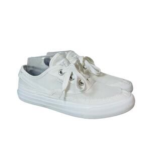 4 Earth, White Malibu Lace Up Sneakers, US WMNS 8, Comfort Casual Lace-Up Beachy